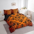 thumbnail image 4 of Homewish Vintage Western Dragon Bedding Comforter Set 7pcs, Orange Damask Flower Print Queen Bedding Sets, Hippie Mandala Style Reversible Queen Sheet Sets, Luxury Bedroom Decor, 4 of 8