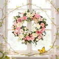 thumbnail image 1 of Spring Decor,17.72In Front Door Wreath Artificial Green Leaves Flowers Effortless Upkeep Fresh Visual Effect Multi-Scene Decor for Indoor Outdoor Party Home Garden Wall Window Fireplace Decors, 1 of 9