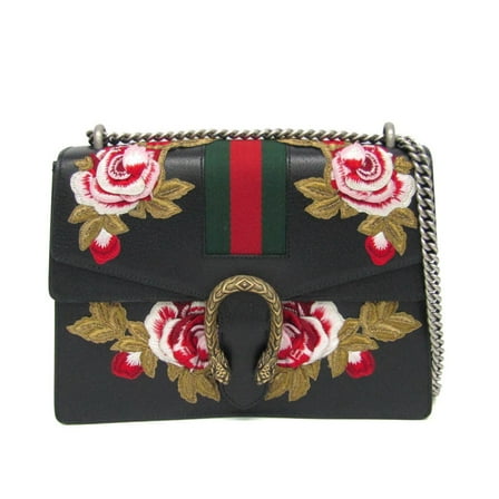 Pre-Owned Gucci Dionysus Flower 403348 Women's Leather Shoulder Bag Black (Good)