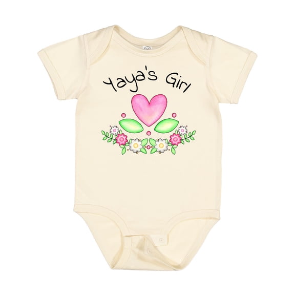 Inktastic Yaya's Girl Heart Flowers Girls Baby Bodysuit