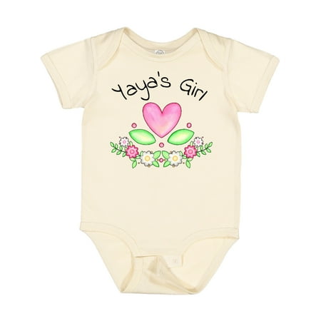 

Inktastic Yaya s Girl- Heart Flowers Gift Baby Girl Bodysuit