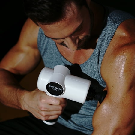 Spa Sciences SMARTGUN Elite Deep Tissue Percussion Massage Gun with Interchangeable Heads, White
