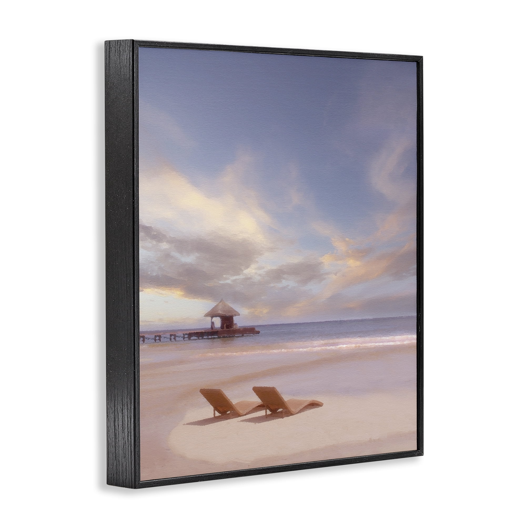 Stupell Industries Beside The Sea View Landscape Painting Black Framed Art Print Wall Art, 11 x 14