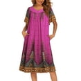 thumbnail image 4 of Oudiya Womens Nightgown Short Sleeve House Dress with Pockets-Floral Print Mumu Dress, 4 of 6