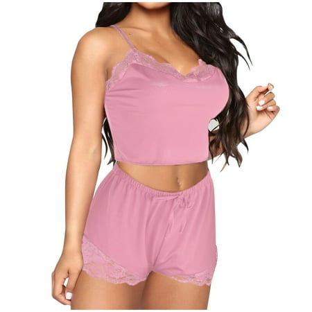 LARUYEKO Women s Camisole Shorts Set Nightwear Women Lingerie Set Sexy Lingerie Sets New Sexy Fashion Lace Underwear Sleepwear Pajamas Adult Lingerie Bras Women s Lace Camisole Shorts Set Sleepwear