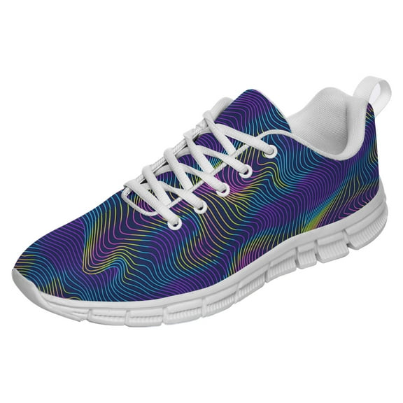 Colored Waves Shoes for Men Women Running Sneakers Breathable Casual Sport Tennis Shoes Gift for Him Her White Size 3.5