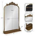 thumbnail image 5 of Kate and Laurel Arendahl Traditional Vintage Arch Mirror with Shelf, 21 x 32, Gold, Baroque Antique Arched Wall Mirror with Functional Shelf and Ornate Frame, 5 of 9