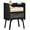 Black, variant on XgoodX Rattan Nightstands Set of 2, Boho Side Table with Drawer Open Shelf, Cane Accent Bedside End Table with Solid Wood Legs for Bedroom, Dorm and Small Spaces (Black)