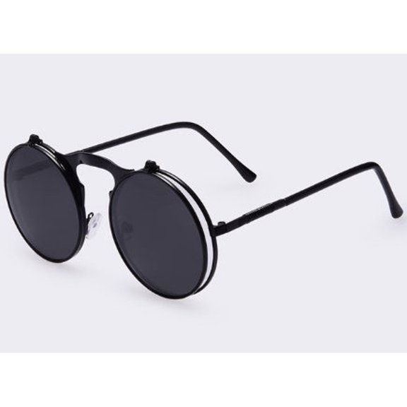 Retro Flip Cover Polarized Sunglasses for Men and Women, Metal Frame, Universal Fit, 130mm Width