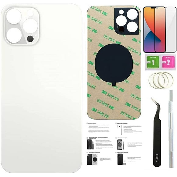 HAHDAXIA 12 Pro Max Back Glass Replacement for iPhone 12pro Max Back Cover Glass (6.7 Inch) with Pre-Installed Tape +Installation Instruction + Repair Tools+ Screen Protector (Silver)