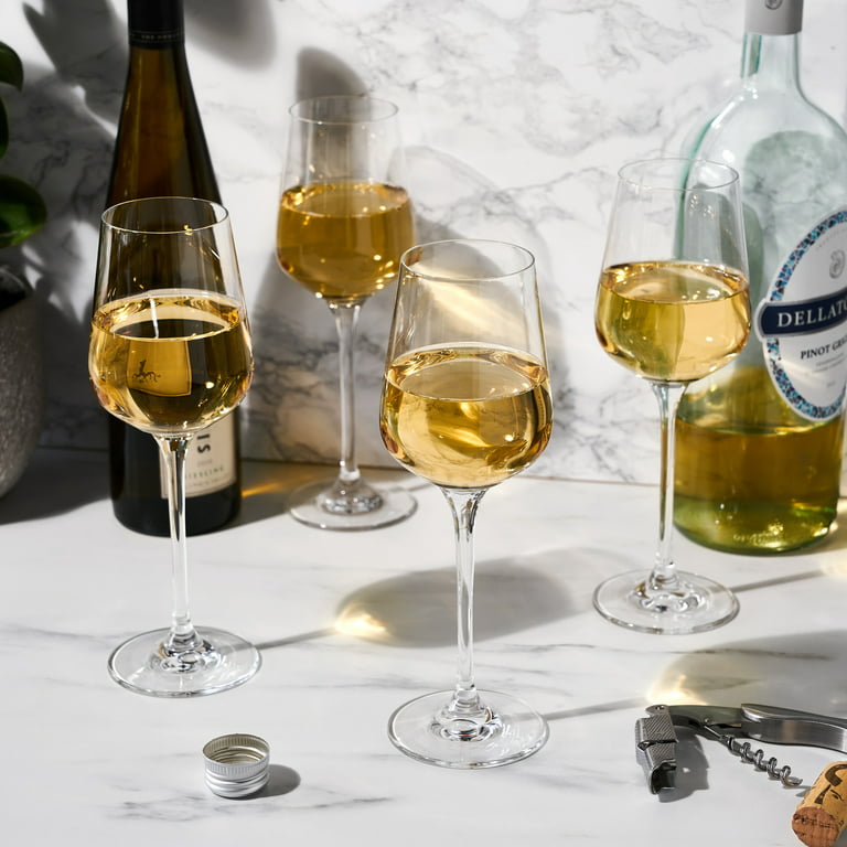 Viski Reserve Inez Crystal Chardonnay Glasses - European Crafted White Wine  Glasses Set of 4 - 6oz Stemmed Chardonnay Wine Glass for Wedding or