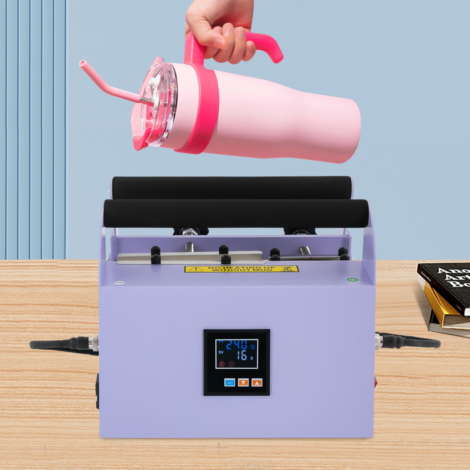 500W Tumble Heat Press, 40oz Tumbler Heat Press Machine, Light Purple, Cup Heat Transfer Machine, 110V