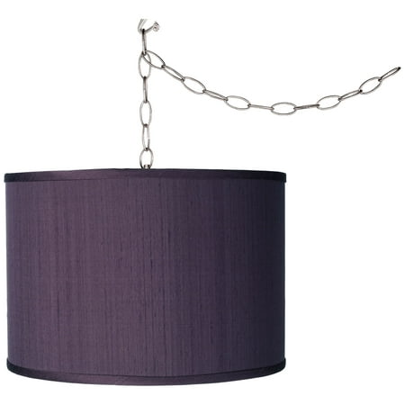 

Giclee Glow Eggplant Purple Print Shade 13 1/2 Wide Plug-In Swag Pendant Chandelier