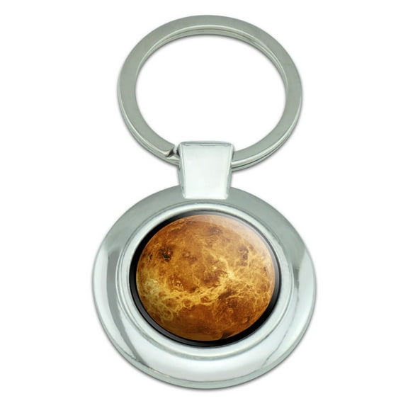 Venus Classy Round Chrome Plated Metal Keychain
