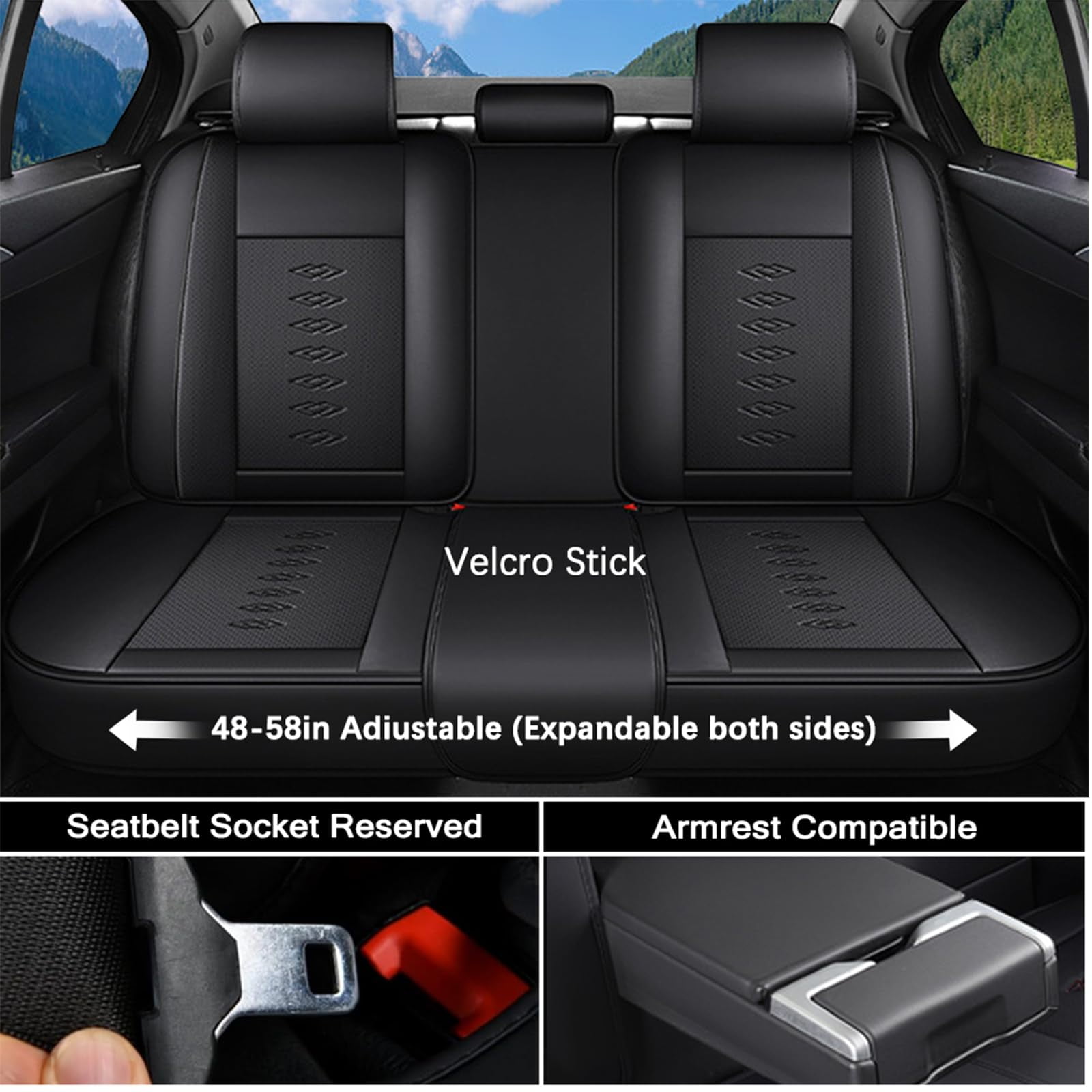 Leather Seat Covers for Hyundai Most 98% Cars SUVs,Premium Car Seat Covers Full Set,Waterproof Car Seat Protectors with Airbag,Comfort Interior Cover Seats for Cars(Black)