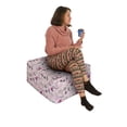 thumbnail image 2 of Winter Rectangle Pouf, Cozy Christmas Concept of Skates Socks Hats and Mittens, Under Desk Foot Stool for Living Room Office Ottoman with Cover, 25", Pale Reseda Green Rose, by Ambesonne, 2 of 4