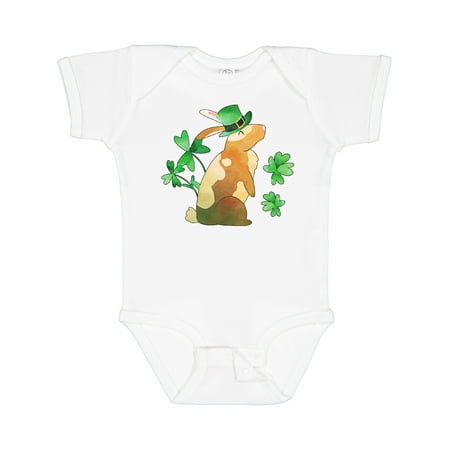 

Inktastic St. Patrick s Day Bunny in Green Hat with Shamrocks Gift Baby Boy or Baby Girl Bodysuit