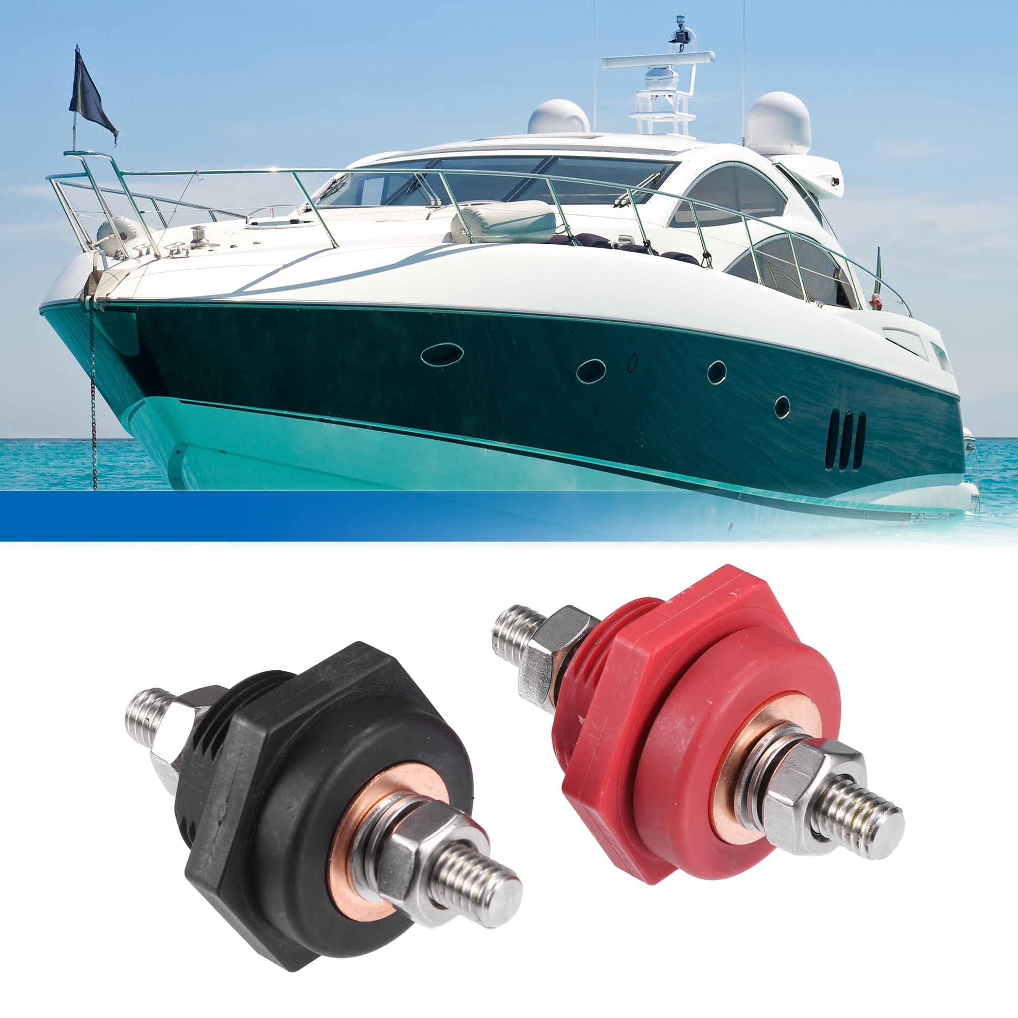 Unique Bargains High Current 3/8" Thru-Panel Battery Terminal Connectors for Cars Boats