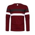 thumbnail image 1 of VBARHMQRT Chandail à Col Rond pour Homme Automne et Hiver Col Rond à Manches Longues Chandail de Base à Blocs de Couleur T-Shirt à Manches Longues Rouge, 1 of 5