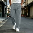 thumbnail image 2 of fatyb Mens Casual Pants Elastic Waist Drawstring Travel Pants Solid Color Lightweight Work Pants with Pockets, 2 of 7
