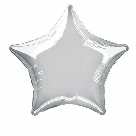 Foil Balloon, Star, 20 in, Silver, 1ct