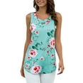 thumbnail image 3 of Chaleco de mujer Boho sin mangas sin mangas con estampado floral camiseta con cuello en V, verde claro, XXL sidaley AP002566-10, 3 of 7