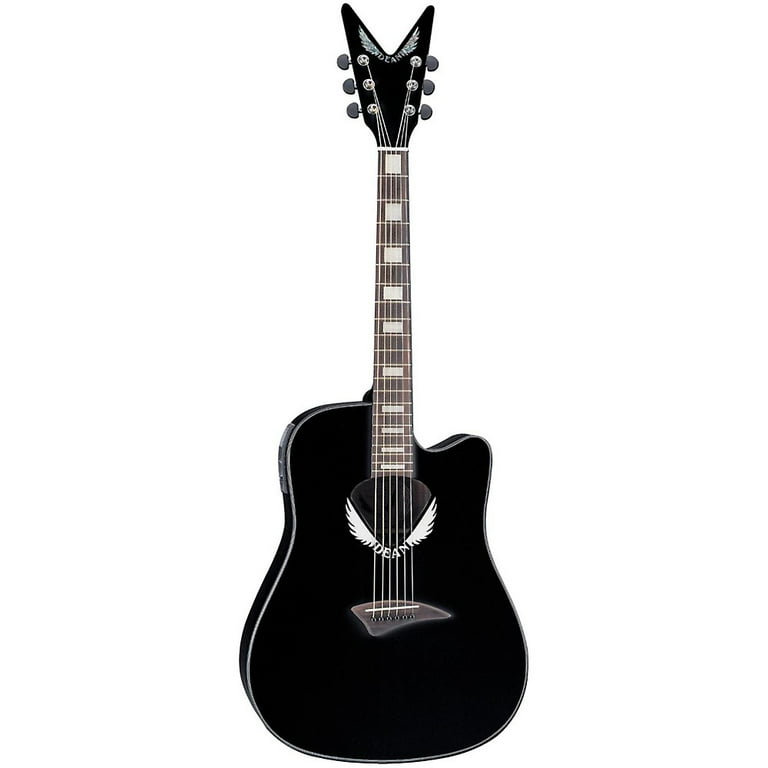 Dean V Wing Thin Body Acoustic Electric Guitar Classic Black