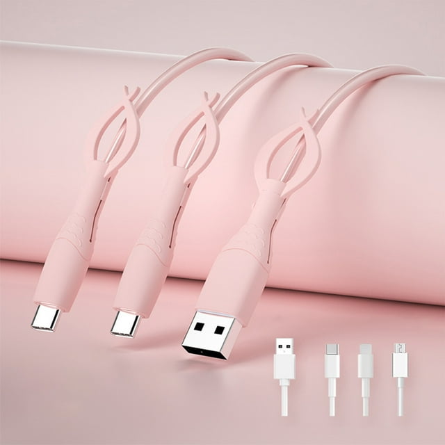 Housse de Protection en Silicone pour Câble de Données de Téléphone Mobile, Protection contre les Plis et les Casses, Couvre-Tête de Câble de Chargement, Ensemble de Trois Pièces, Convient aux Android et aux Pommes