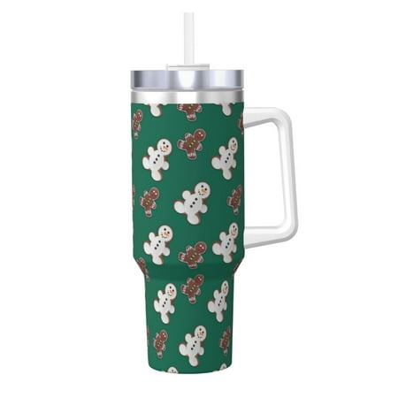 

Uemuo Gingerbread Snowman Cookies Print 40oz Ice Bully With Handle And Straw Stainless Steel Vacuum Insulated Cup And 2 In 1 Straw Lid Insulated Travel Tumbler