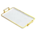 thumbnail image 2 of Serving Tray Cosmetic Storage Tray Decorative Tray Food Trays Versatile for Bar, White Gold Edge, 2 of 8