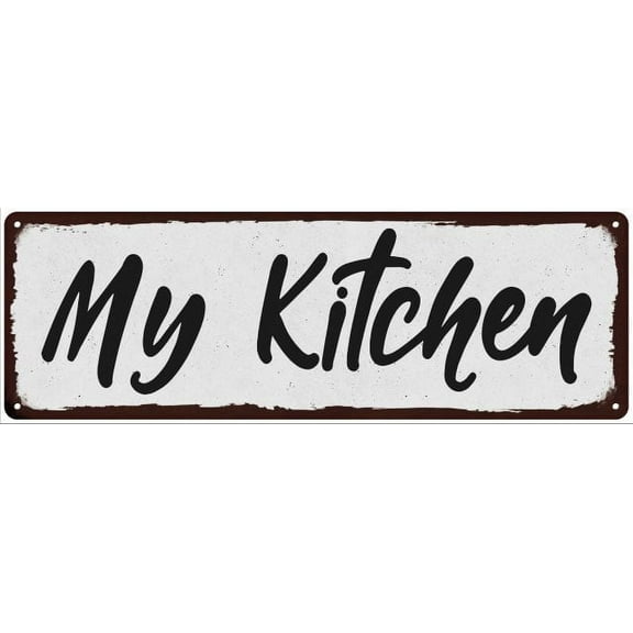 My Kitchen Black on White Shabby Chic Metal Sign 6x18 Room Decor 106180049032