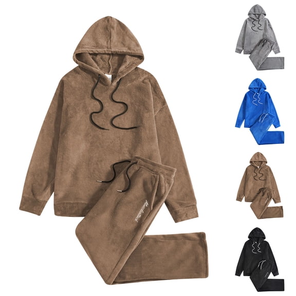 Fewfanhot Men Sweatsuits Sets Hooded Pullover Sweatshirt Sweatsuits 2 Piece Set Tracksuit Solid Color Sweatshirts Pants