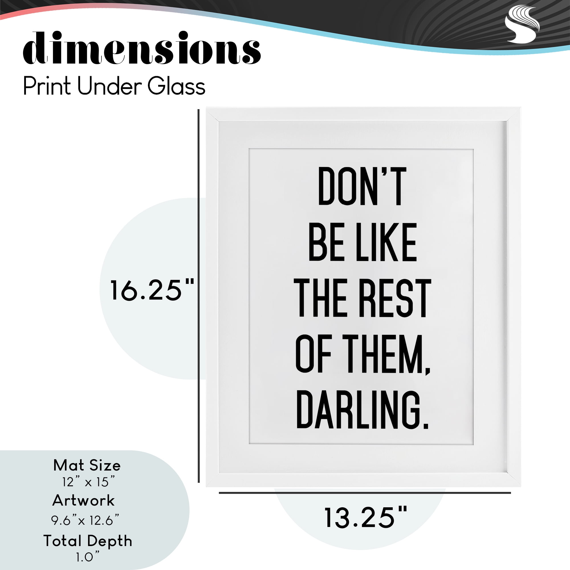 Don't Be Like The Rest Of Them White Framed Print Under Glass, design by Lettered and Lined