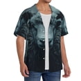 thumbnail image 2 of Balery Moody Ram Portrait Camisa Casual de Manga Corta con Botones para Hombre, Texturizada, Estilo Cubano, para Playa, Verano-Medium, 2 of 5