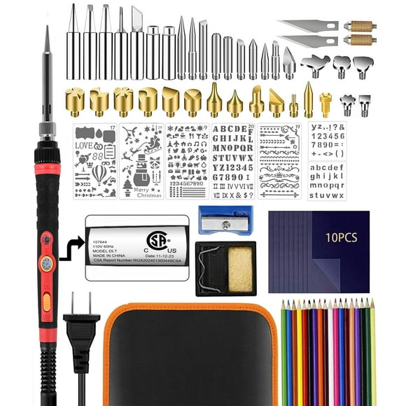 Wood Burning Kit, Pyrography Kit Wood Burning Tool, 60W 110V Adjustable Temperature 200~450 â Wood Burning Pen Wood Burning and Soldering Iron Tools for Embossing Carving Soldering
