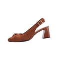 thumbnail image 2 of Miluxas Womens Slingback Heels Square Toe Comfortable Chunky Heels Pumps Low Block Heel Wedding Dressy Work office Shoes Brown 7.5(40), 2 of 9