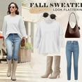 thumbnail image 6 of VDJ Women's Sweaters 3/4 Sleeve Loose Casual Crew Neck Knit Blouses 2025 Oversized Drop Shoulder Solid Knit Tops Size S, 6 of 6