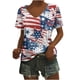 thumbnail image 2 of Fiudx Ofertas de La Semana Blusa Superior con Estampado de Manga Corta y Cuello En V, Cómoda E Informal, a La Moda para Mujer, 2 of 5