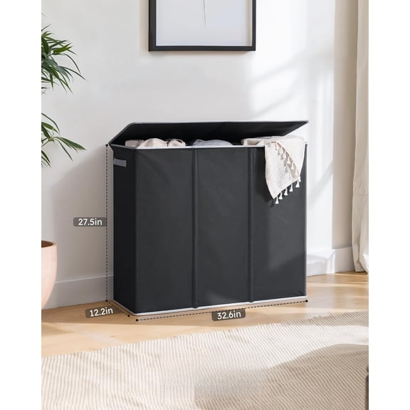 180L 3-Section Extra Large Laundry Hamper with Lid - Sturdy Handle Organizer for Laundry Room & Bedroom
