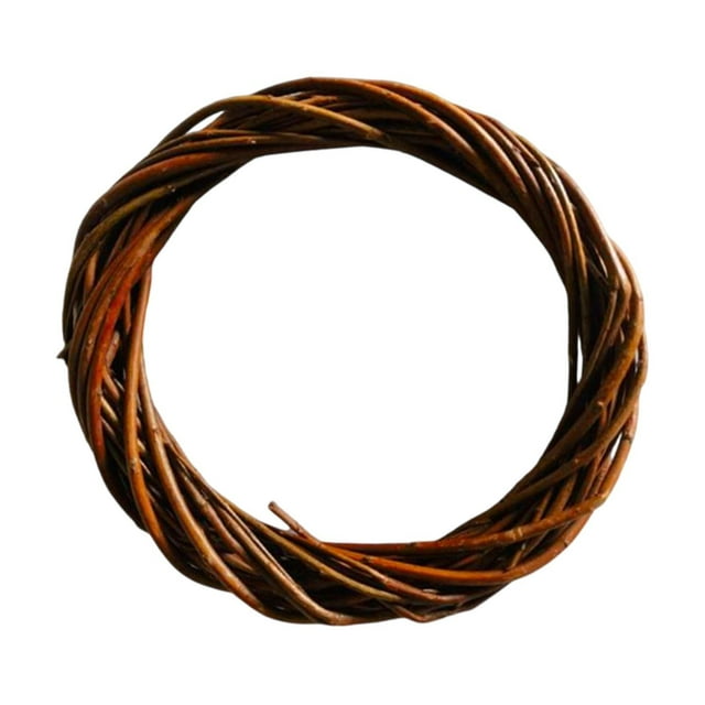 Guirnalda de ratán DIY para puerta de entrada, 15 cm, redonda, tejida, manualidades DIY para ventana Café