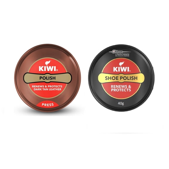 Kiwi Shoe Polish Paste Black & Dark Tan 1.35 oz (Pack of 2)