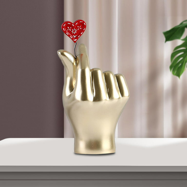 OTARTU Golden Gesture Heart Hands Sculpture Decoration, Modern Love Statue Finger Home Decor, Abstract Art Sculpture Home Wedding Decoration,Shelf