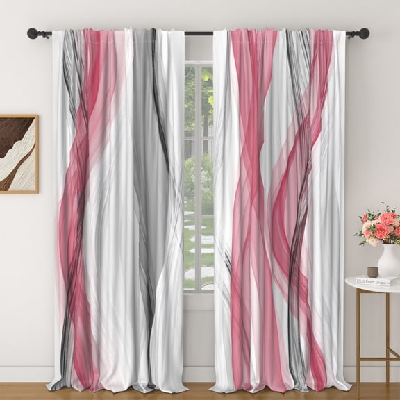 Lfeey Blackout Curtains for Bedroom and Living Room, Room Darkening Pink Gray Abstract Window Treatment Drapes 63 Inch Long, 2 Panels