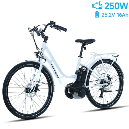 Totem Zen Rider Urban Electric Bike for Adults 26″, 250W Removable 25.2V 16Ah Lithium Battery Electric Cruiser Bikes, Shimano 7-Speed Gears Electric Bicycles, Pearl White Totem Zen Rider Urban Electric Bike for Adults 26″, 250W Removable 25.2V 16Ah Lithium Battery Electric Cruiser Bikes, Shimano 7-Speed Gears Electric Bicycles, Pearl White