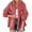 Watermelon Red, variant on Women Denim Jackets 2025 Casual Washed Worn Hole Coat Loose Hoodless Oversized Boyfriend Long Sleeve Jacket Orange