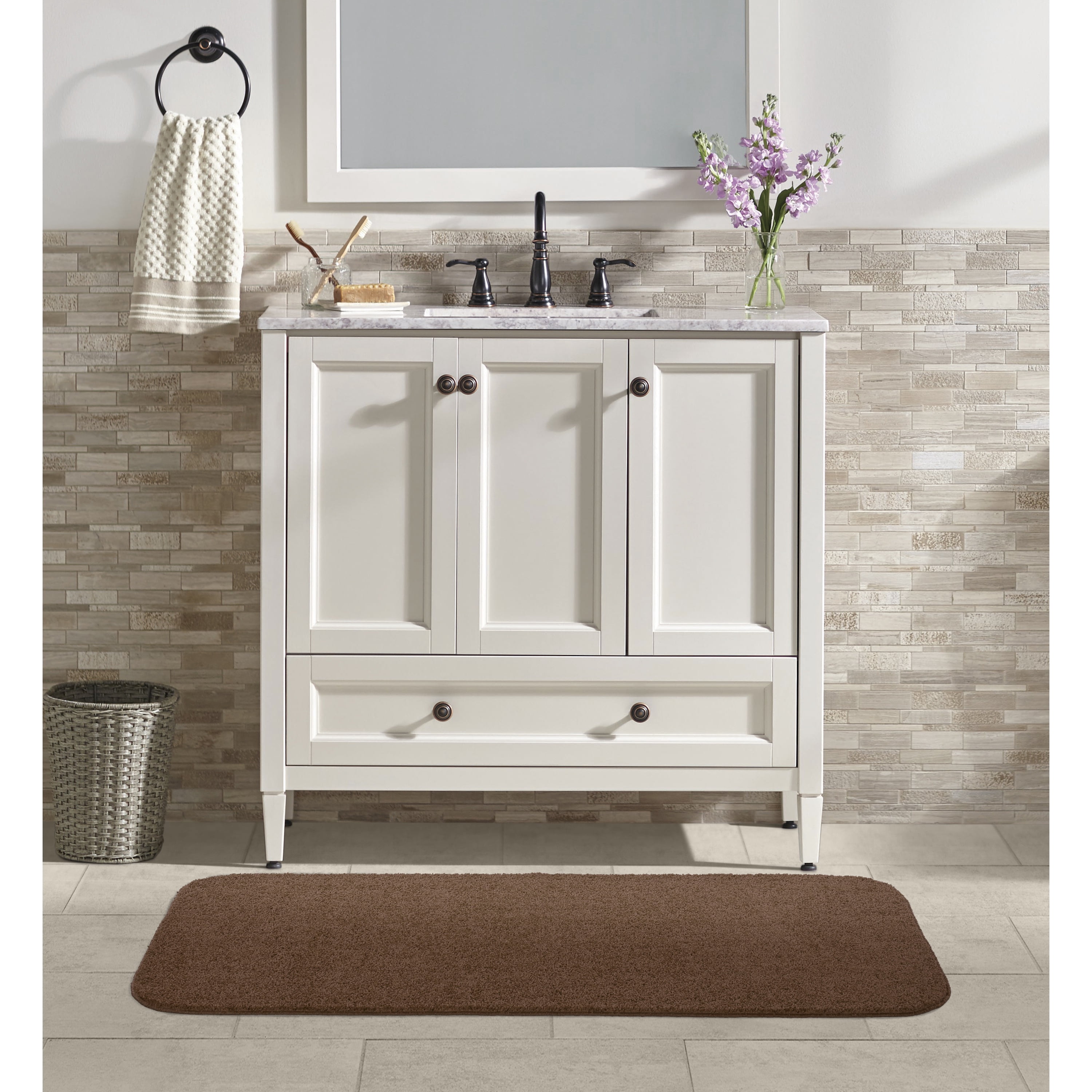 Garland Rug Sedona Washable Polypropylene Cinnamon Bathroom Runner, 22” x 60”