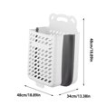thumbnail image 3 of EARKITY Laundry Basket, Laundry Hamper, Hanging Laundry Basket with Carry Handle, Plastic Dirty Clothes Basket, Space-Saving Foldable Storage Dirty Washer Organizer Bin for Home Bathroom, 3 of 5