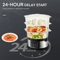 thumbnail image 4 of 3 Tier Food Steamer 13.7QT, FOHERE 800W Electric Food Steamer for Cooking, Auto Shut-off 60-min Timer, 24H Delay Start Timer for Veggies Seafood Rice, 4 of 10