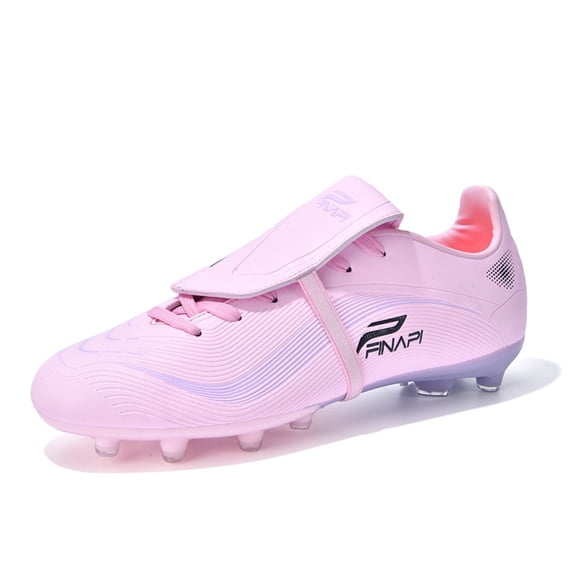 OnyxTrek Youth Soccer Cleats AG for Outdoor Training, Lightweight Turf Football Shoes with TPU Studs | Pink, 4 Youth