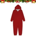 thumbnail image 2 of Feancey One Piece Pajamas for Family Christmas Solid Color Pjs Zipper Hooded Jumpsuit Fall Winter Long Sleeve Holiday Lounge Sleepwear Red, 2 of 6